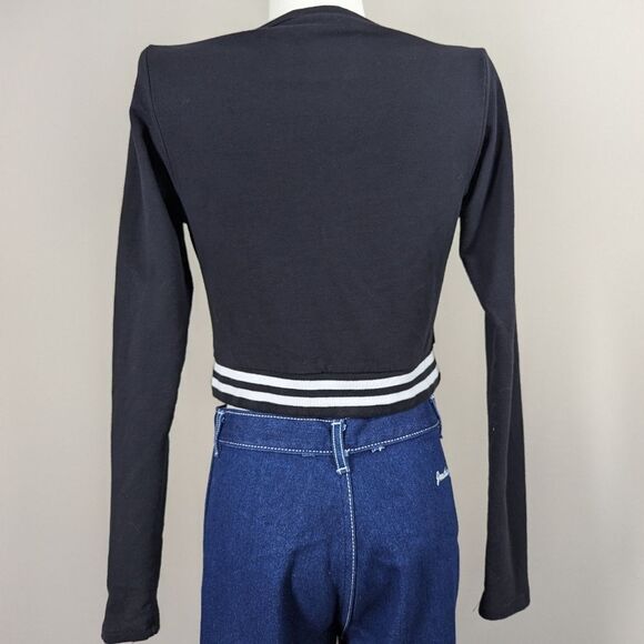 Headrush Femme Black Cropped Sweater – XXS – Long Sleeve Drawstring Pullover - Picture 3 of 7